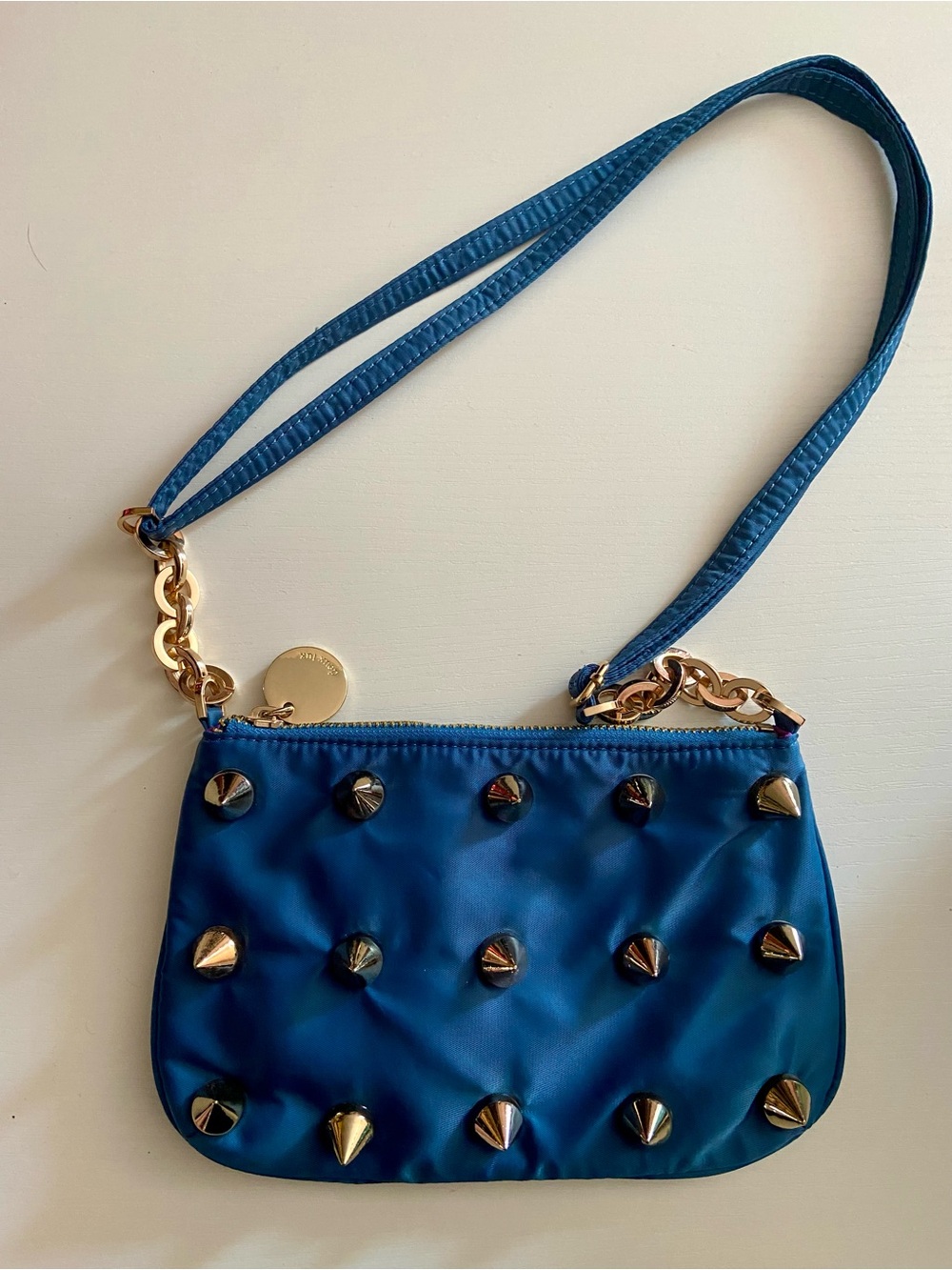 Blue Studded convertible crossbody Bag